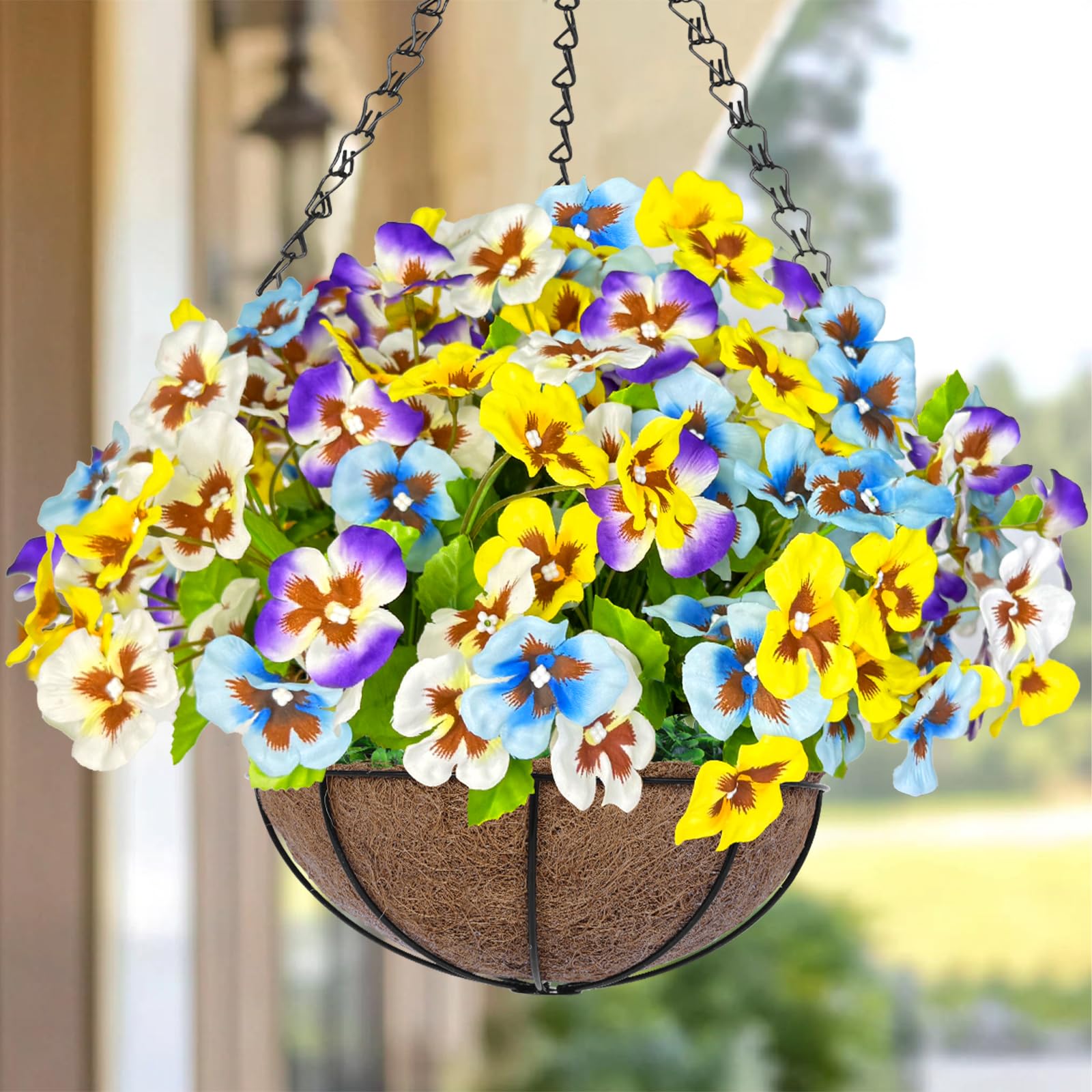 Versatile Grandeal pansies arrangement for indoor or outdoor display