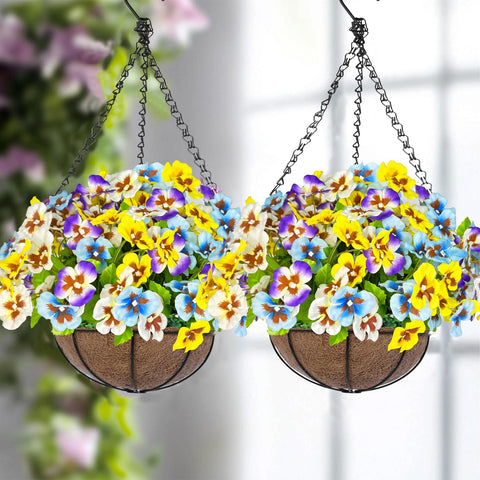 Basket cap grass net and foam base for Grandeal pansies display