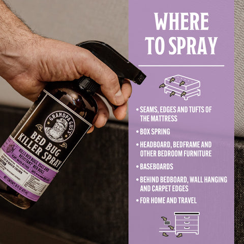 Grandpa Gus's spray treats bedding for clean, refreshed nights.