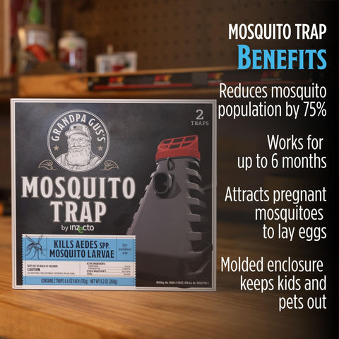 Grandpa Gus’s Mosquito Trap breaking the life cycle to reduce bites.