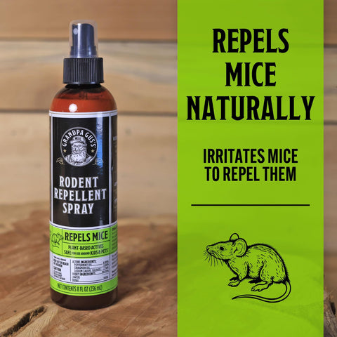 Grandpa Gus's peppermint-cinnamon spray for interior rodent deterrence