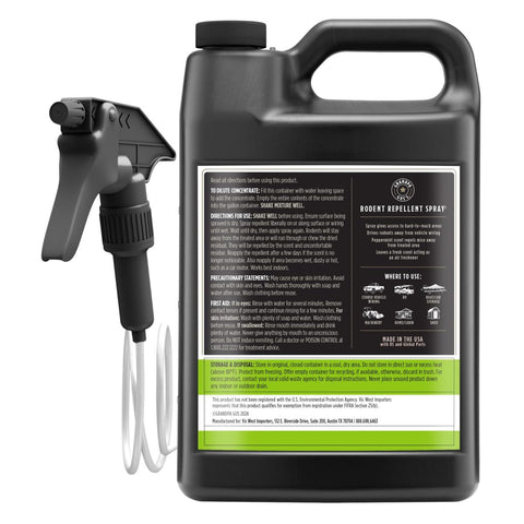 Grandpa Gus's rodent repellent spray dries to leave a protective residue.