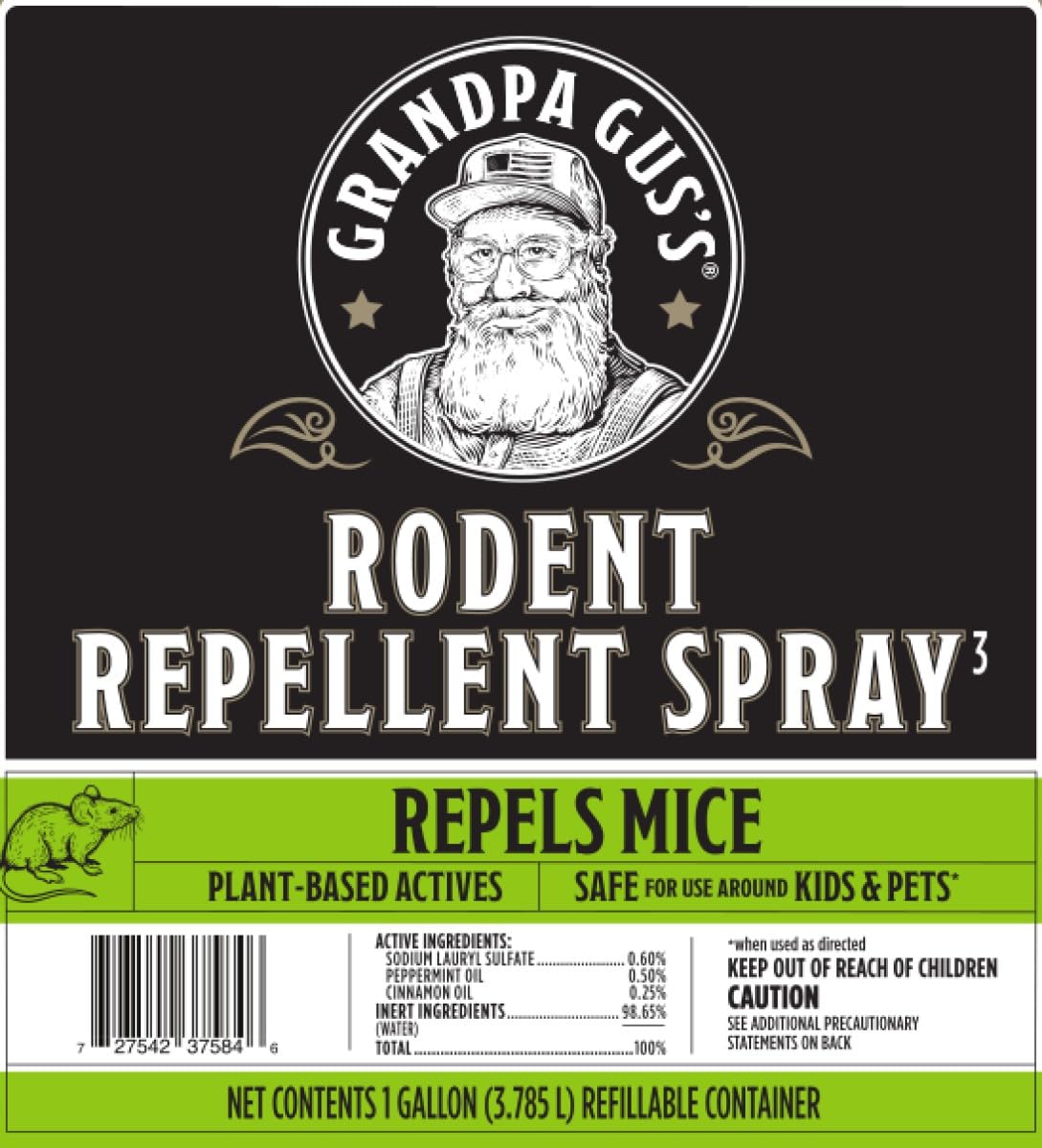 Grandpa Gus's rodent repellent spray for RVs and cars protects storage.