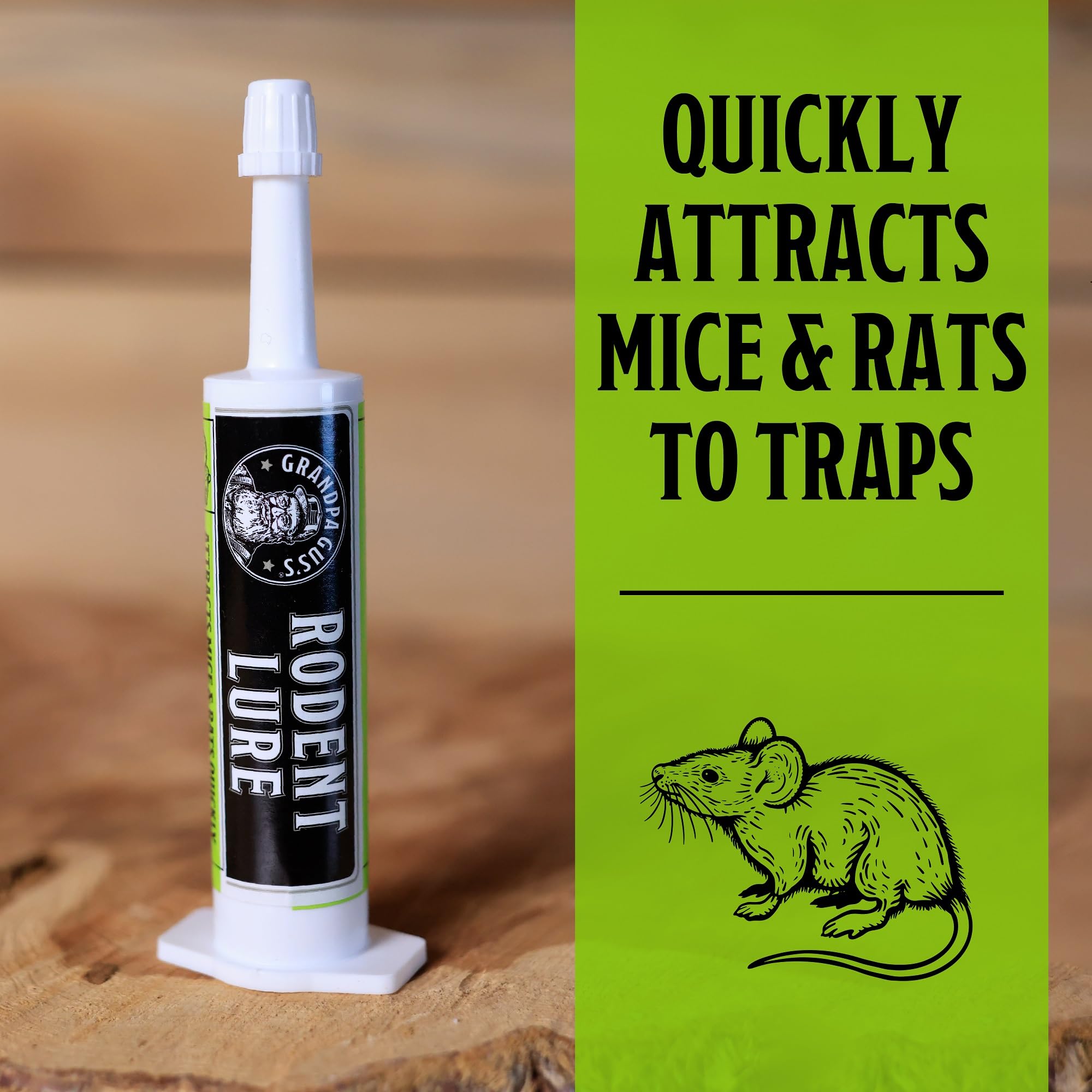 Grandpa Gus's syringe-application demonstrates precise trap baiting.