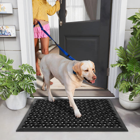 GRANNY SAYS front door mat supports indoor-outdoor use and welcomes guests while protecting floors.