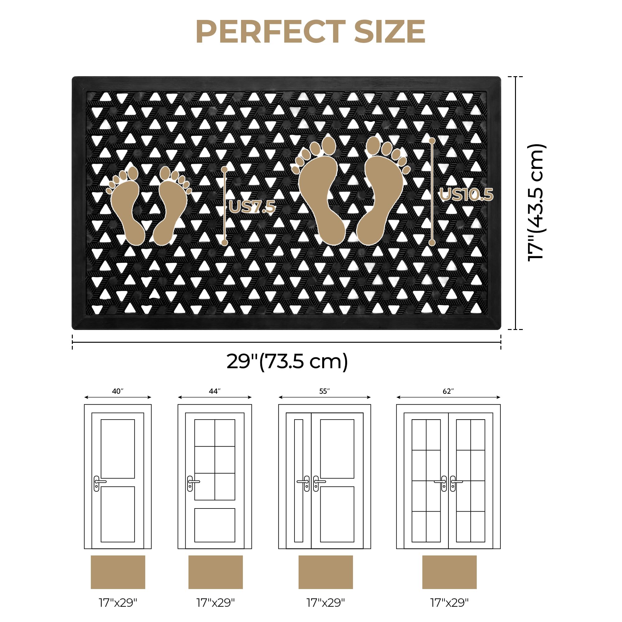 GRANNY SAYS front door mat non-slip backing keeps it in place in high-traffic areas.
