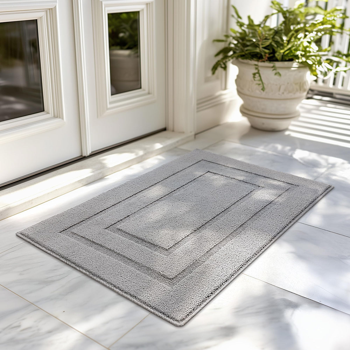 GRANNY SAYS front door mat texture with high-low loops for dirt scraping