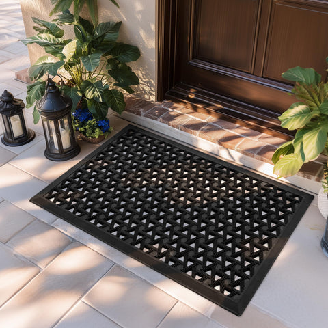 GRANNY SAYS front door mat triangular serrated edge captures dirt and moisture effectively from shoes.