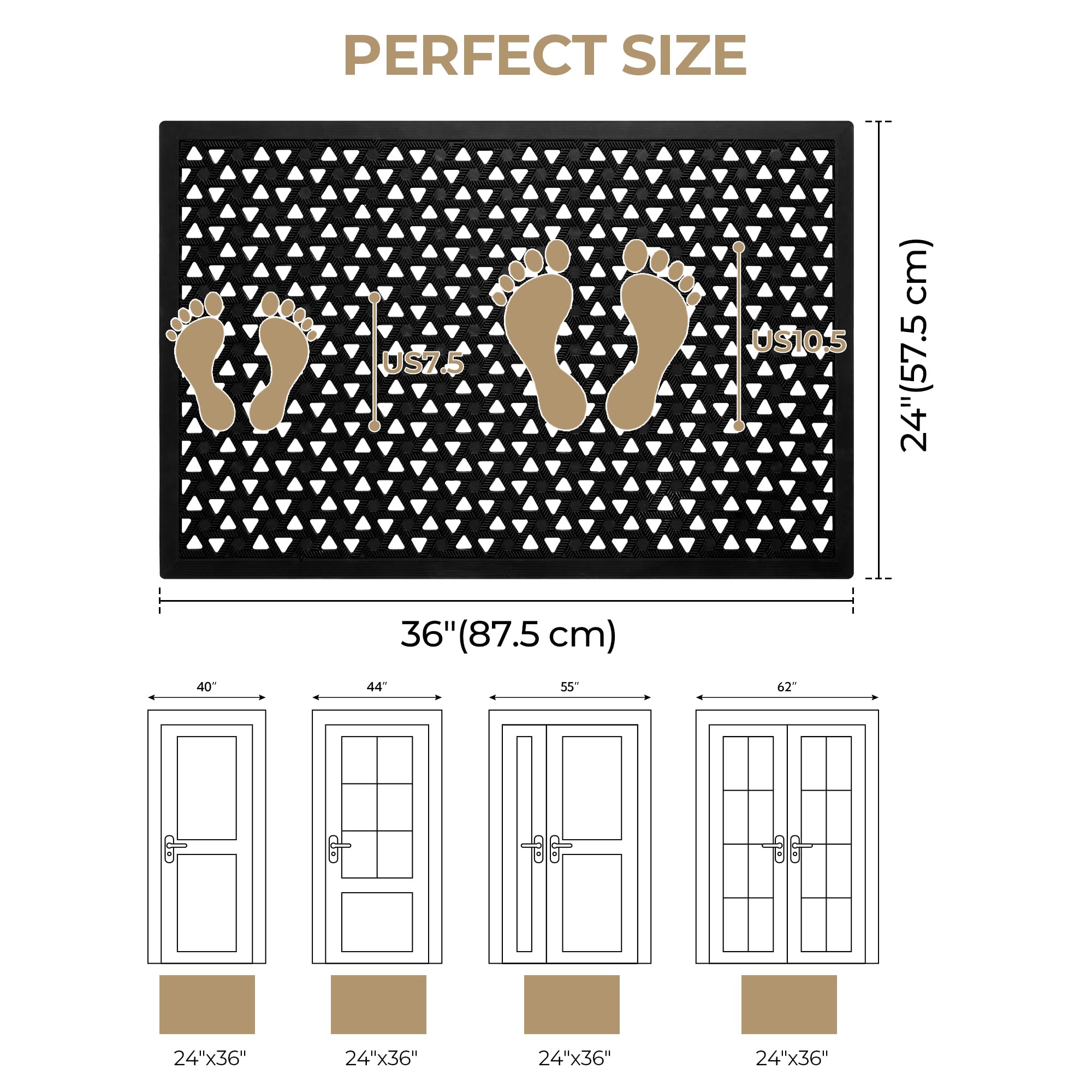 GRANNY SAYS front door mat demonstrates fast water drainage for dry floors.