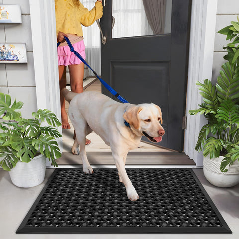 GRANNY SAYS front door mat withstands outdoor weather for long-lasting use.