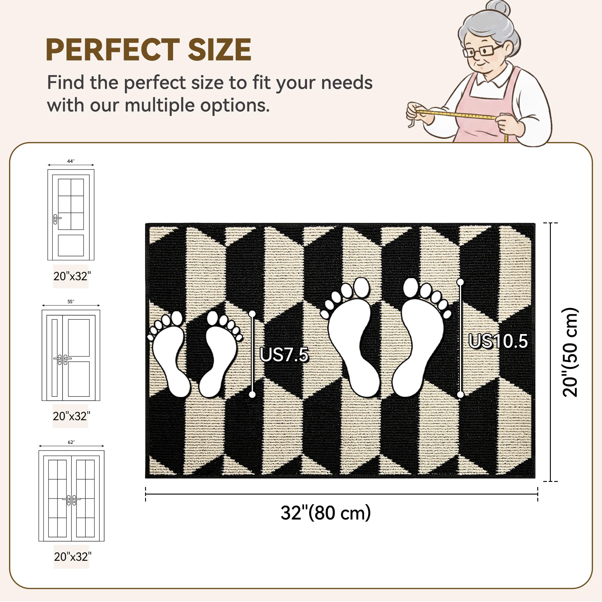 GRANNY SAYS indoor doormat with non-slip backing stays put on slick floors.