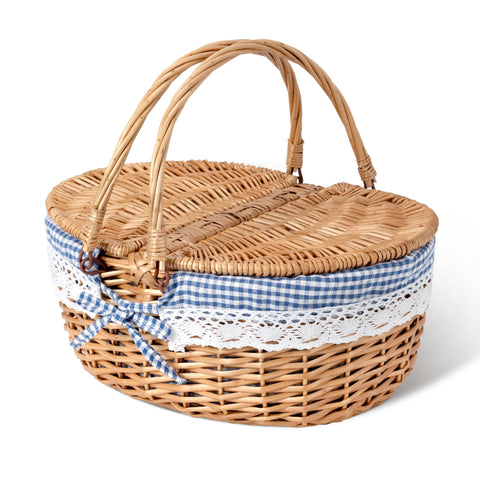 GRANNY SAYS wicker picnic basket for 2 with dual flip lid offers quick snack access outdoors.