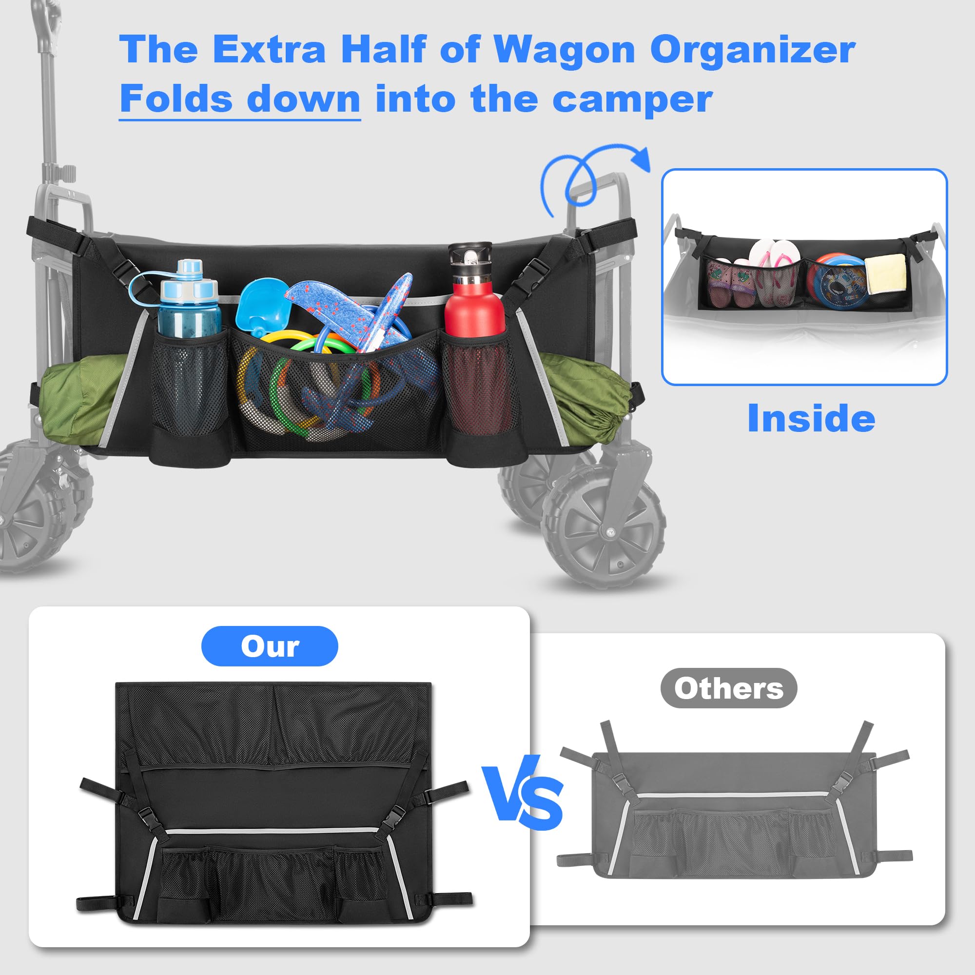 GRAOSO folding wagon storage with a mesh pocket keeps small items within reach.