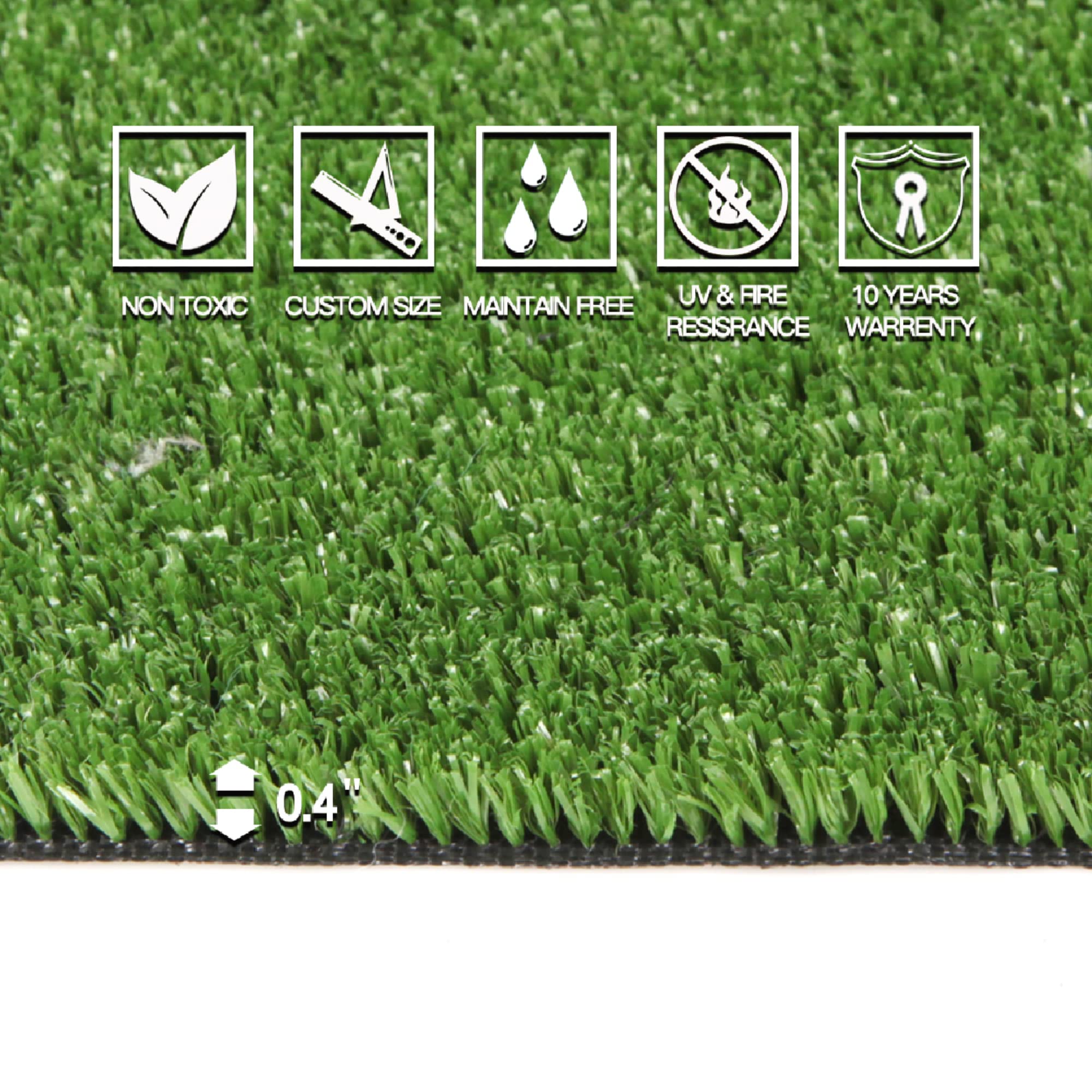 Grass Express artificial grass 10x10 patio closeup highlights soft texture.