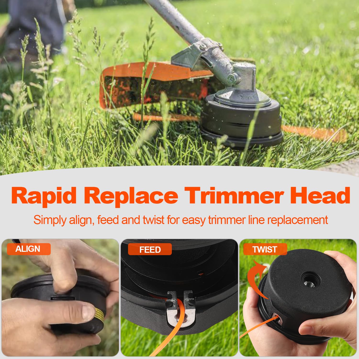 Grasscape 10 mm bolt adapter with pre loaded line for immediate use.