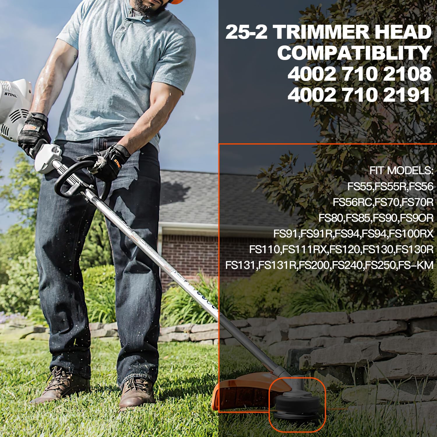 Grasscape 25-2 trimmer head fits Stihl FS90R for broad compatibility.