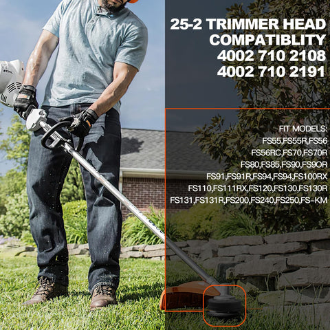 Grasscape 25-2 trimmer head fits Stihl FS90R for broad compatibility.