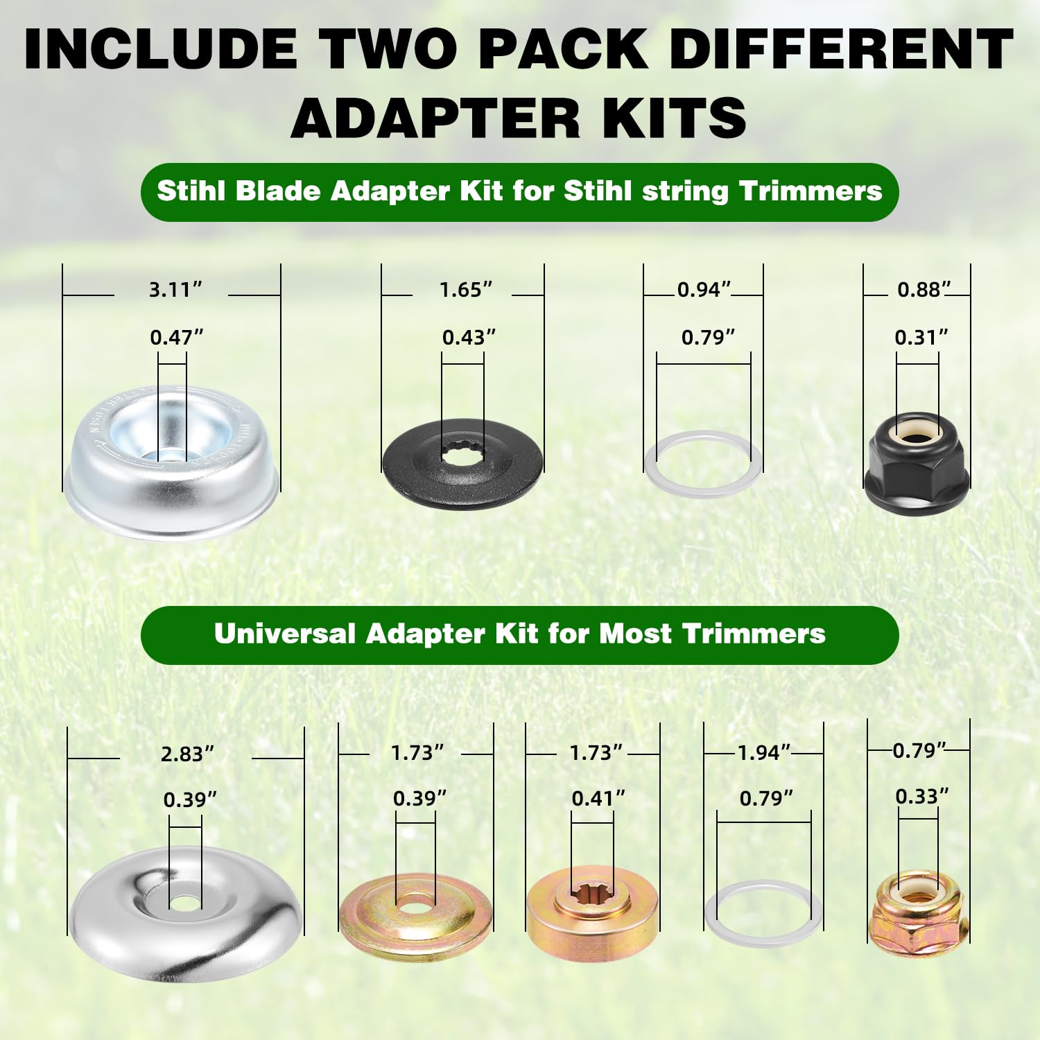 Grasscape adapter kit contents for easy installation
