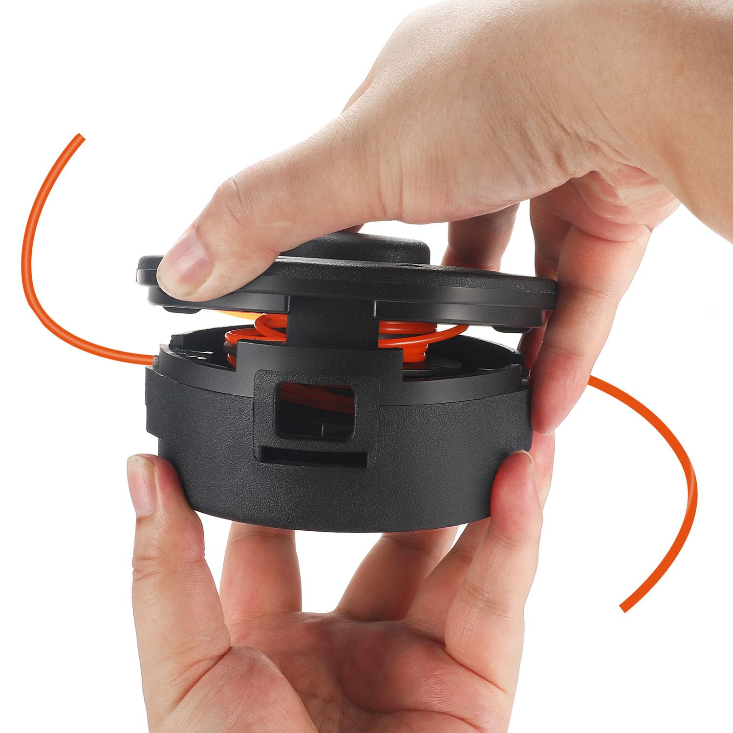 Grasscape packaging highlights two heads for quick yard maintenance.