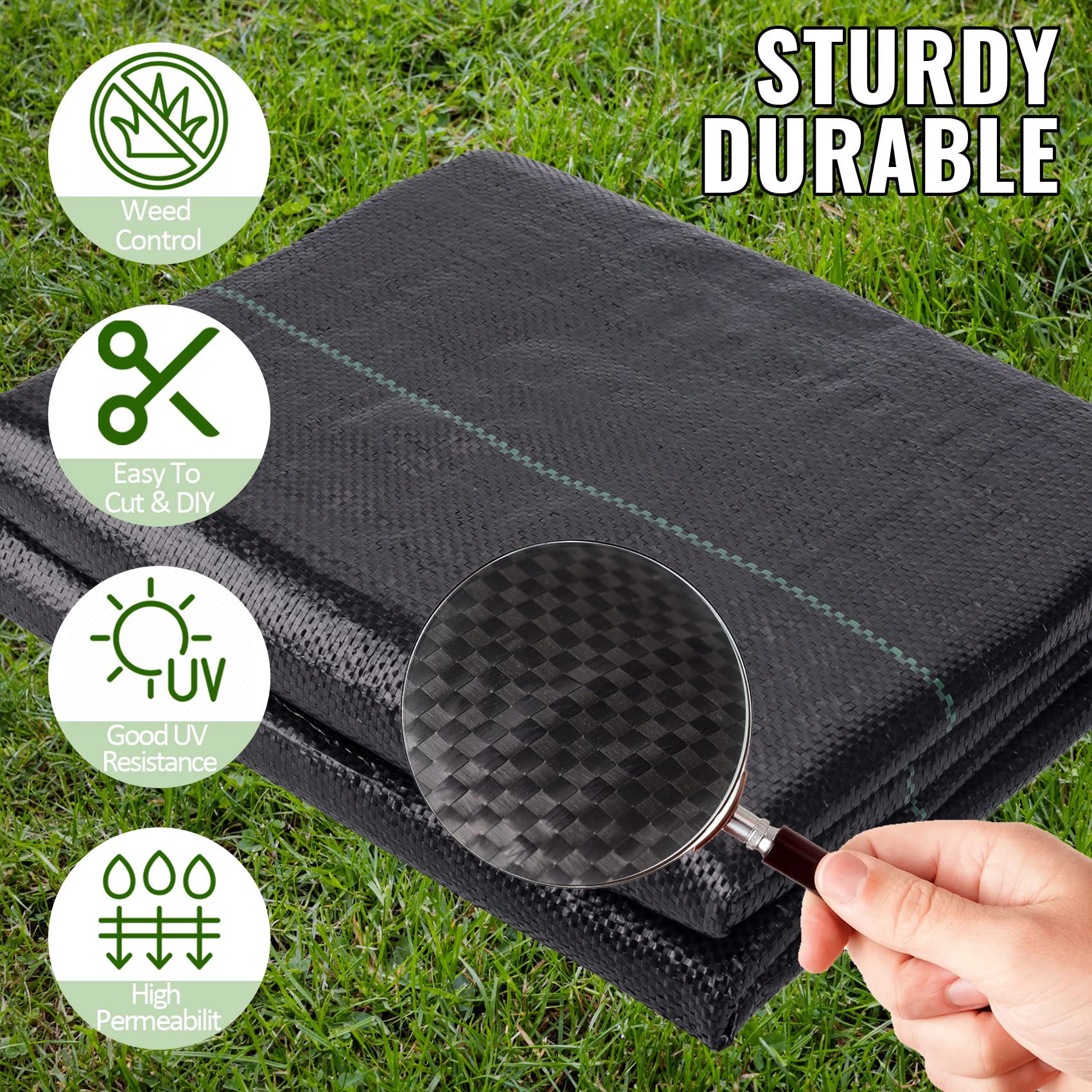 GRASSCLUB heavy-duty weed barrier rolls stabilizing soil and supporting light loads