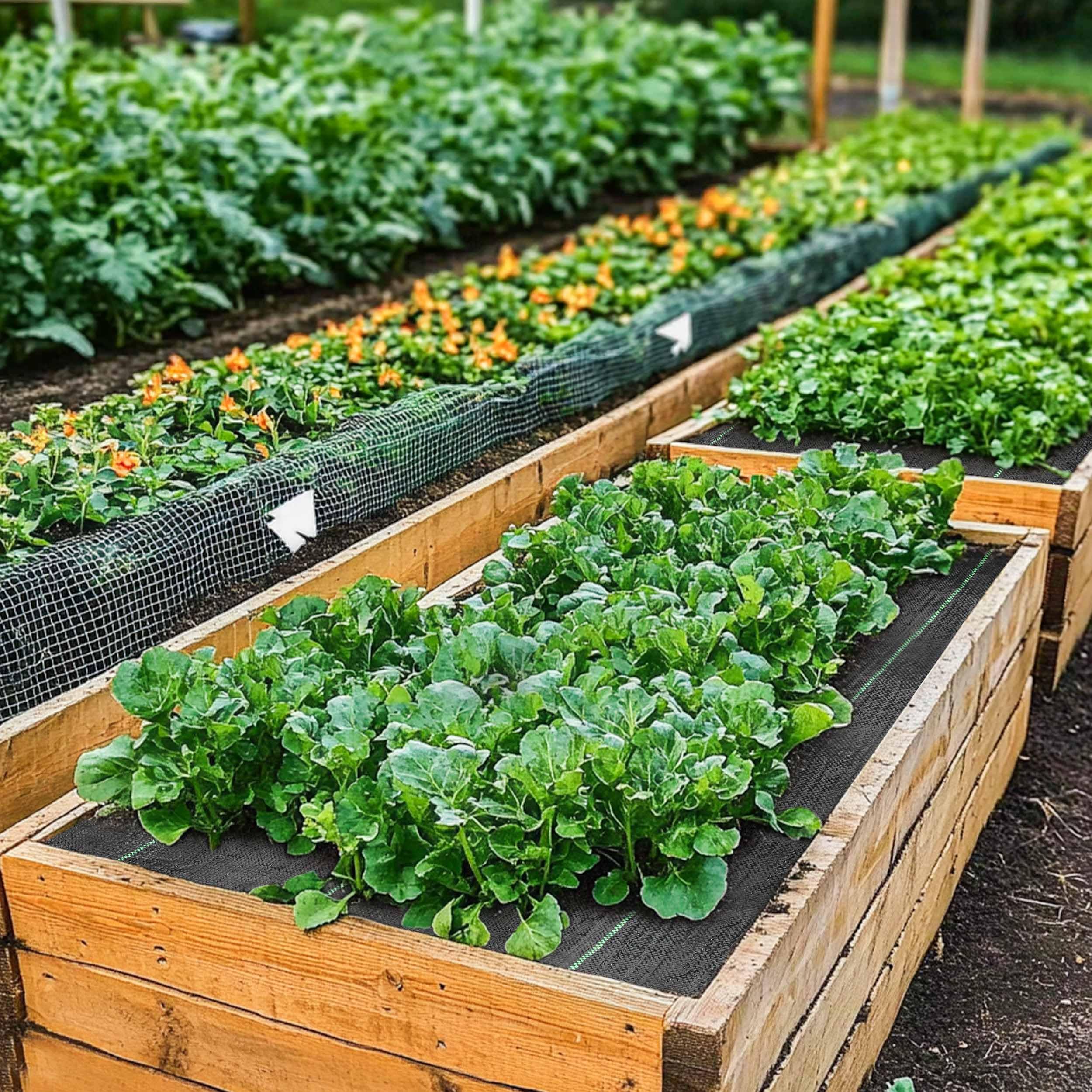 Garden bed edge with GRASSCLUB fabric showing drainage and soil particle blocking