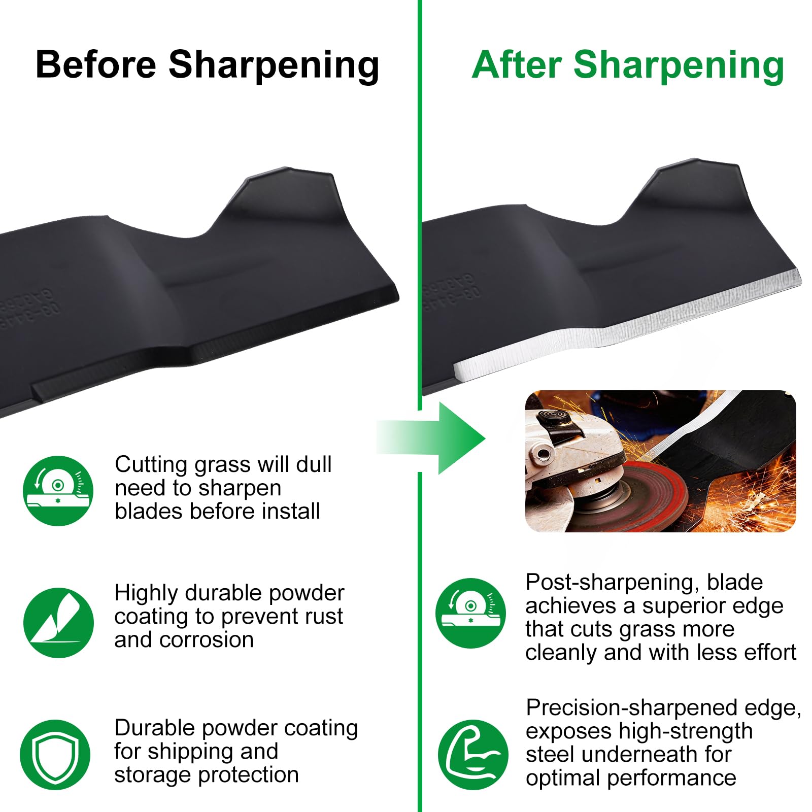 Grasscool 138971 blade width 2-1/4in ensures proper deck fit and balance.