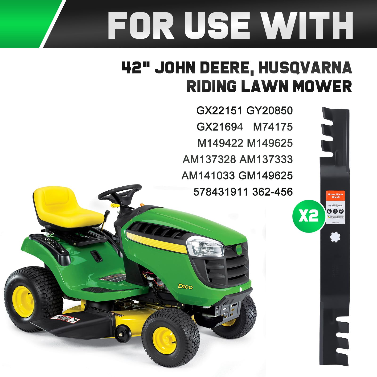 Grasscool 42 inch riding mower blade enables efficient mulching
