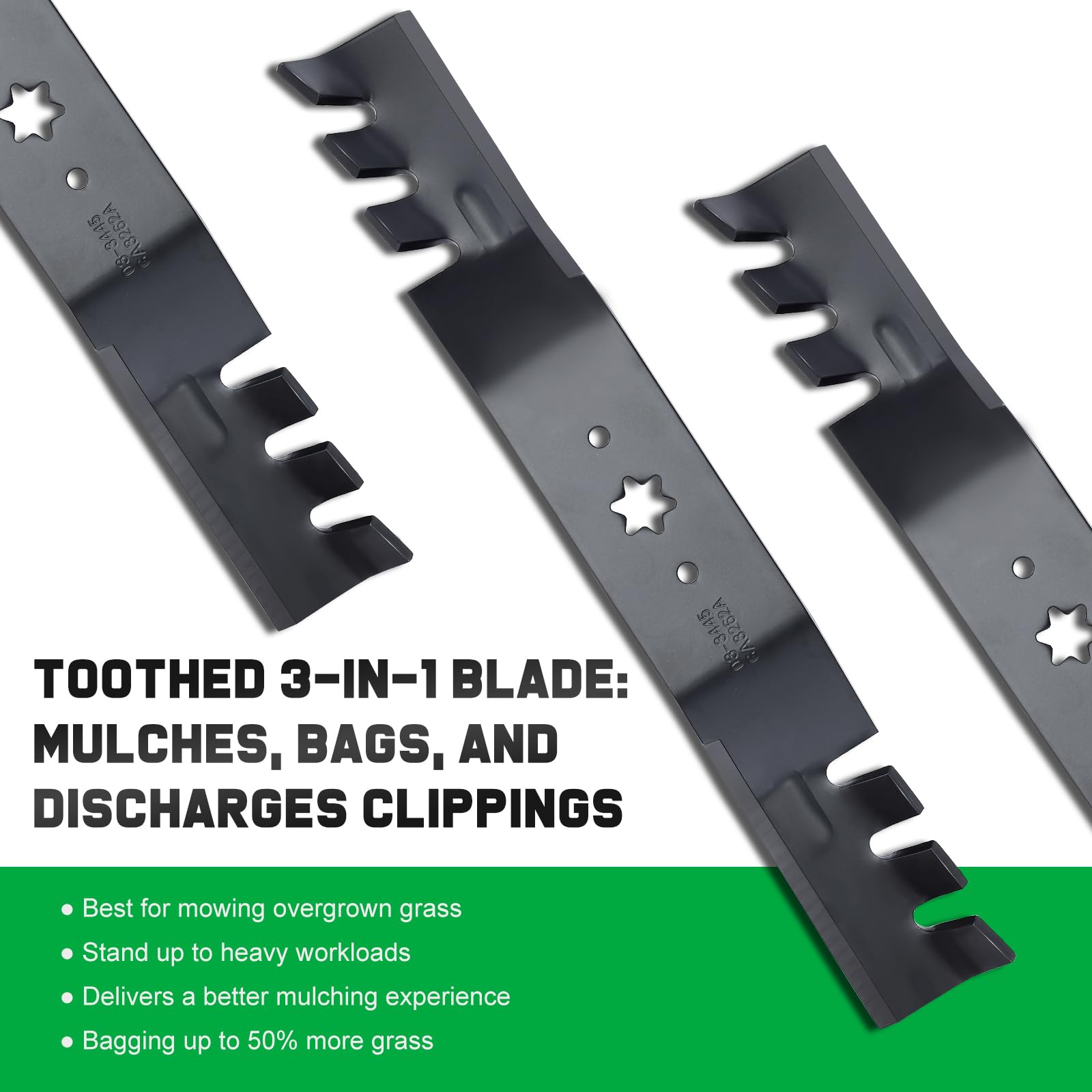 Grasscool RZT50 blades for 50-inch decks offer mulch-and-discharge versatility