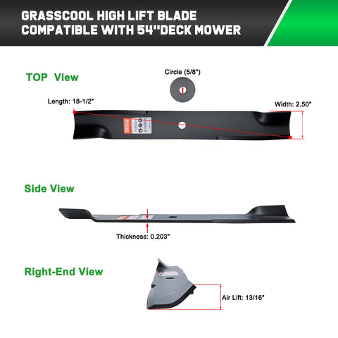 Grasscool 601124 blades compatibility chart, fits Hustler and Big Dog models