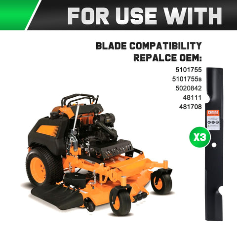 Grasscool 61-inch deck compatibility demonstrates broad fit for Ferris, Scag, Bad Boy, Simplicity.