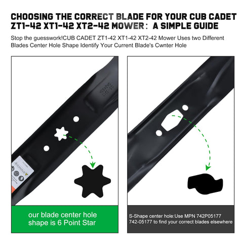 Grasscool 942-04308 blades with 6-star hole, side view, stable mount