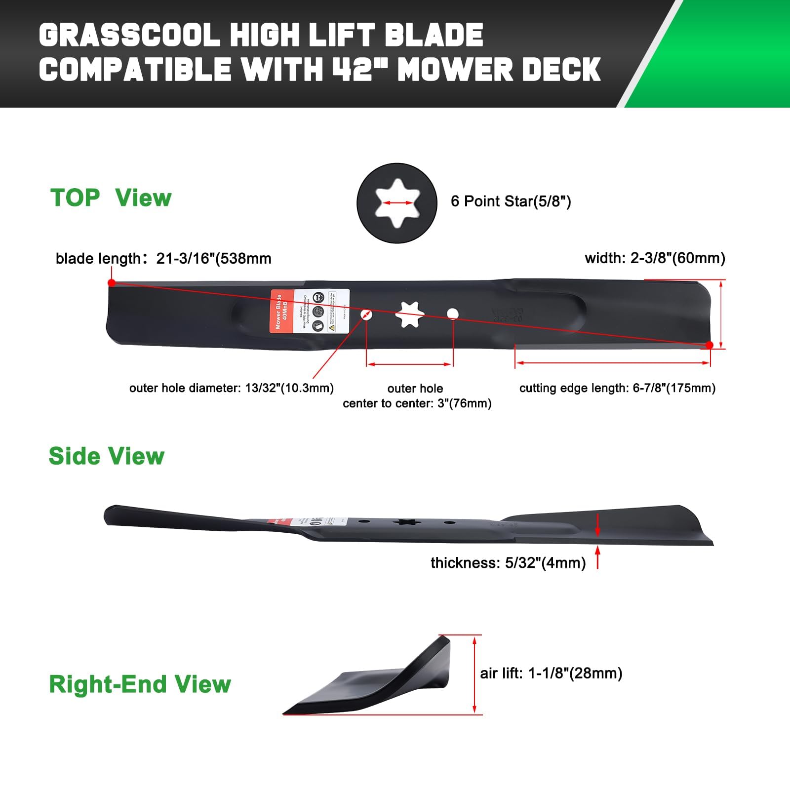 Grasscool 942-04308 blades packaging box ready for mounting