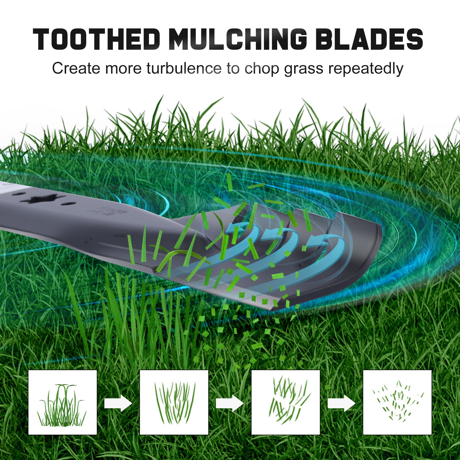 Grasscool 942-04308X anti-clogging airflow reduces grass buildup for smoother cuts.