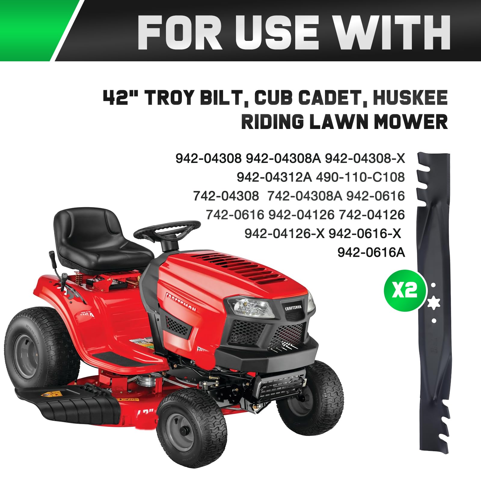 Grasscool 942-04308X toothed 3 in 1 blade facilitates mulching and bagging with improved airflow.