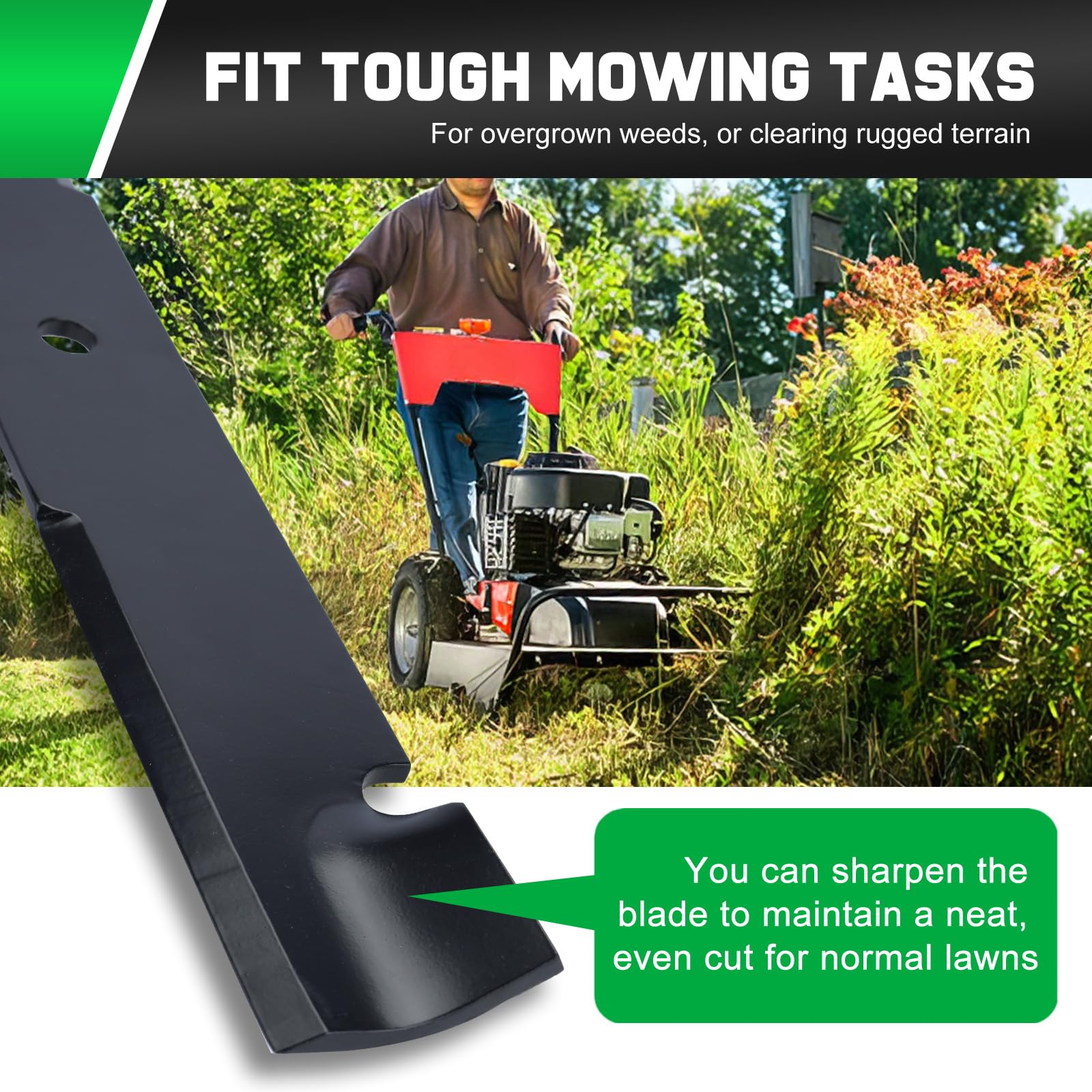 Grasscool anti-clog design reduces grass buildup during mowing