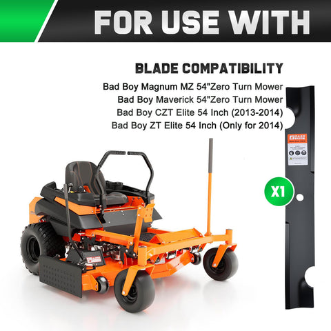 Grasscool blade pack for Bad Boy Maverick ZTR shown as replacement option.