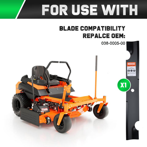 Grasscool 54-inch ZT Elite blades shown for clean, efficient mowing.
