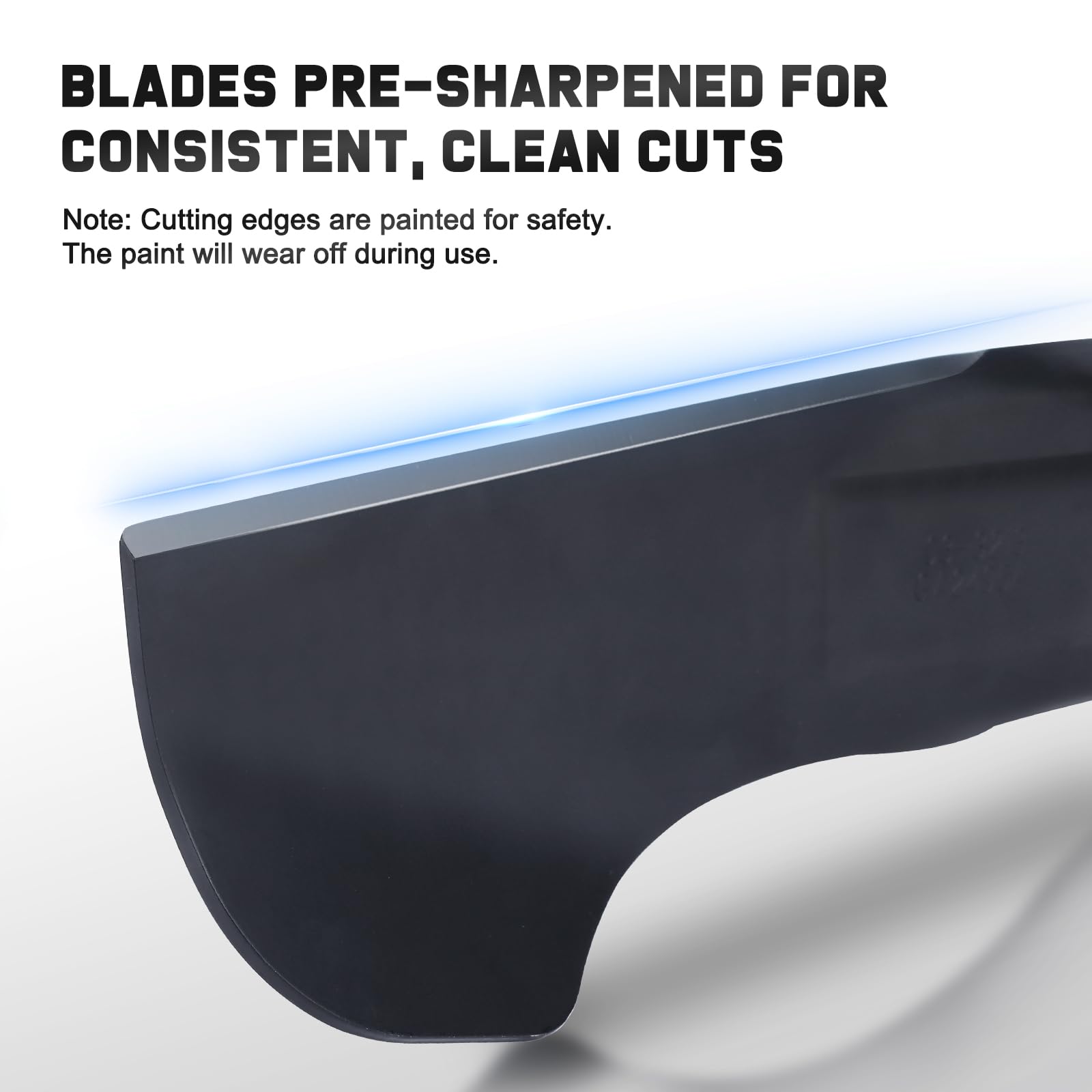 Grasscool blade thickness 9/64 inch for stiffness and lift.