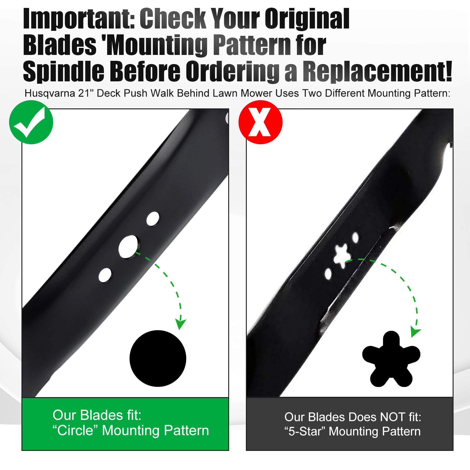 Circle-hole mounting on Grasscool blade demonstrates secure fit for Craftsman/Husqvarna