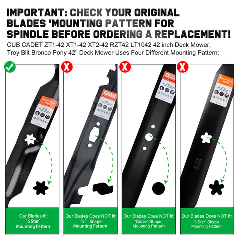 Grasscool Cub Cadet 42-inch mower blade with consistent mounting pattern for reliable replacements.