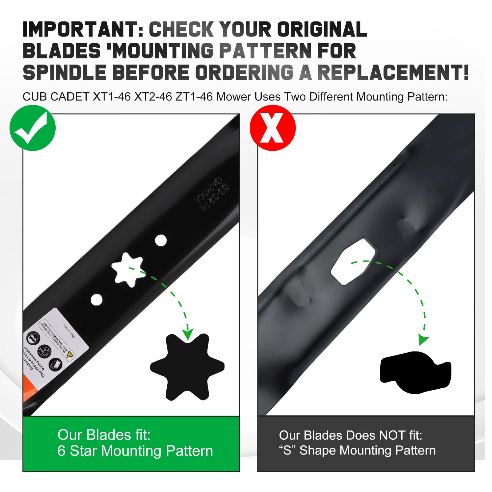 Grasscool Cub Cadet 46in deck blades for XT1 XT2 compatibility and reliable mowing
