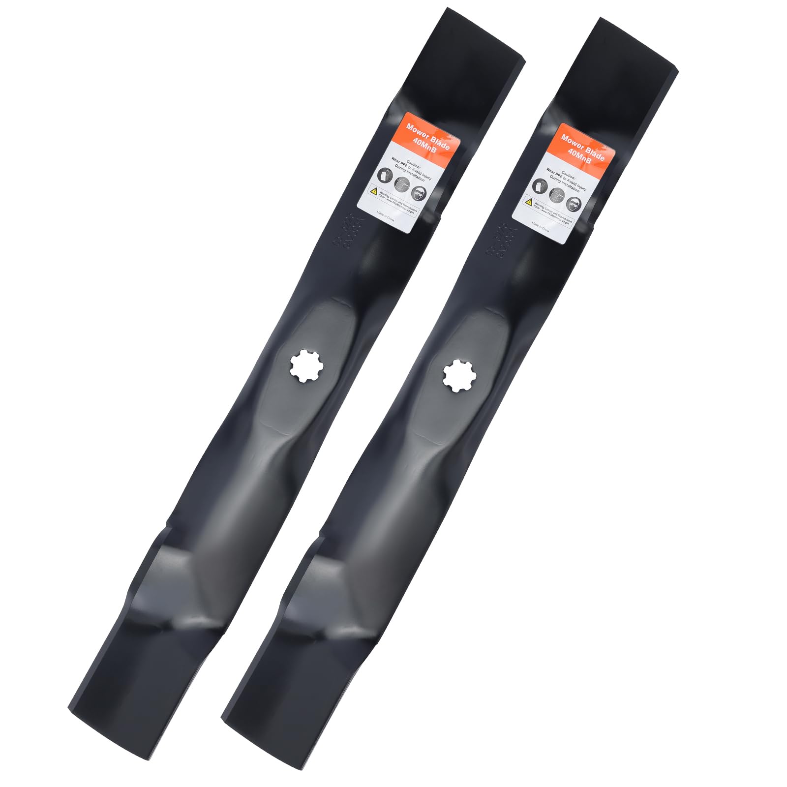 Grasscool D130 42 inch mulching blades package view easy installation.