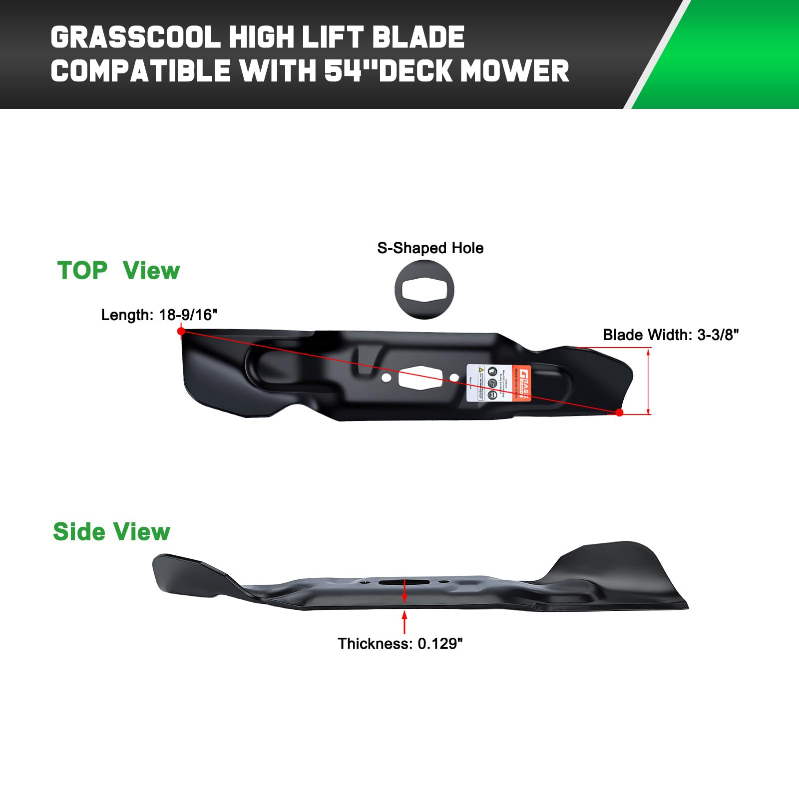 Grasscool easy-install blades with included hardware simplify replacement
