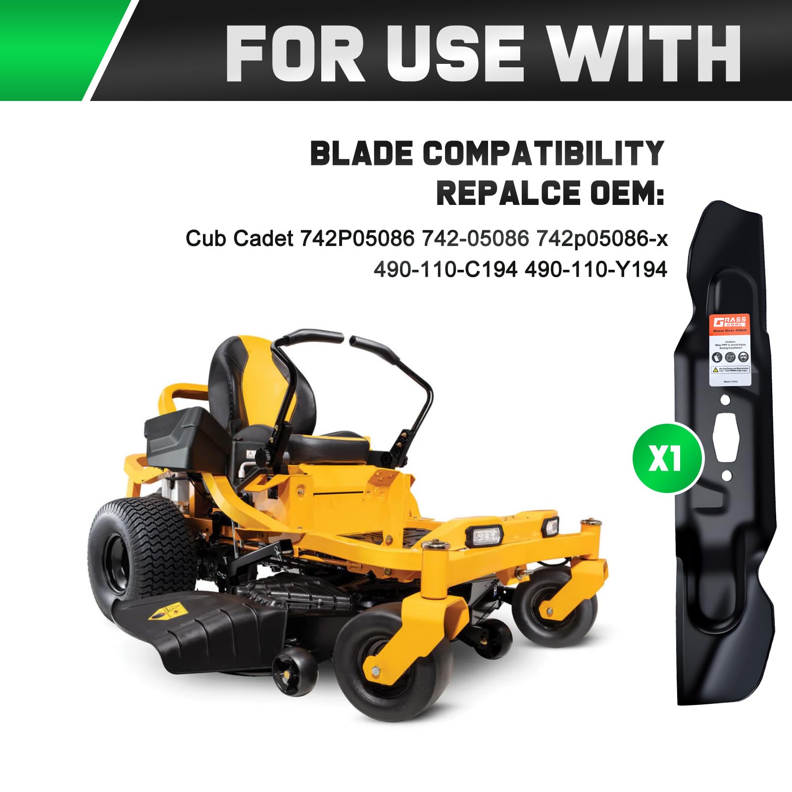 Grasscool Enduro XT1-GT54 blade fit ensures precise cuts on rugged lawns