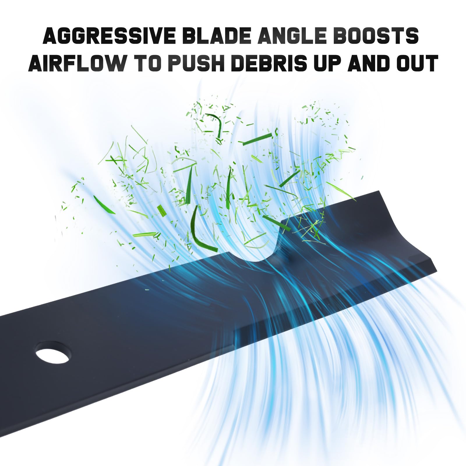 Grasscool airflow design shows strong suction and reduced clogs.