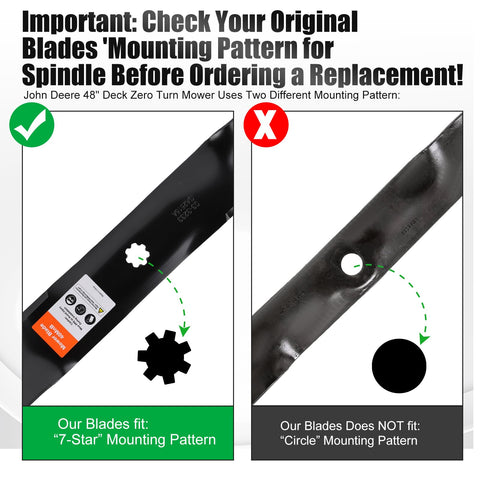 Grasscool GY20852 seven-star mounting pattern secures the blade on 48-inch mowers.