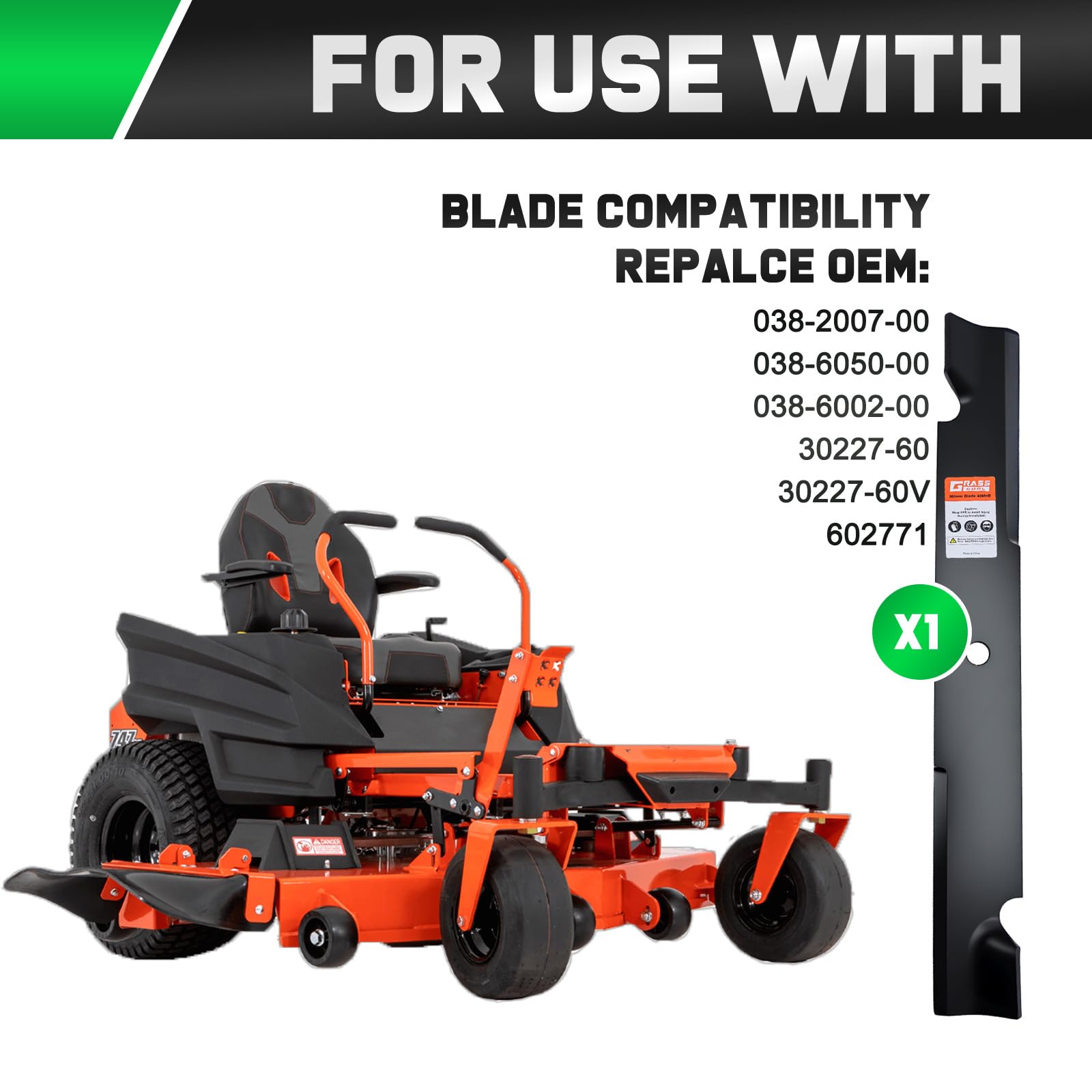Grasscool high-lift blade delivers strong airflow for fast mowing