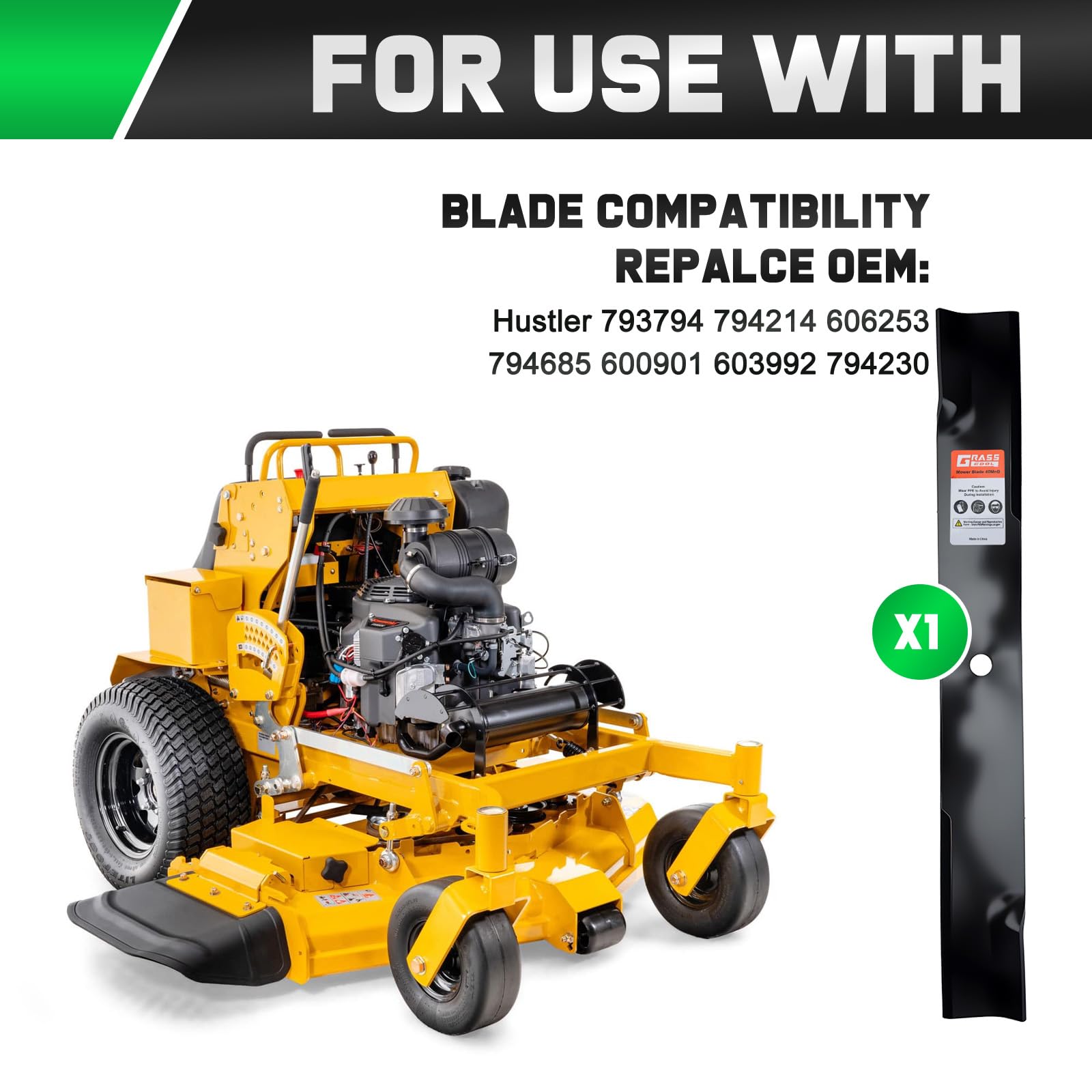 Grasscool high-lift blade for bagging and side discharge in action.