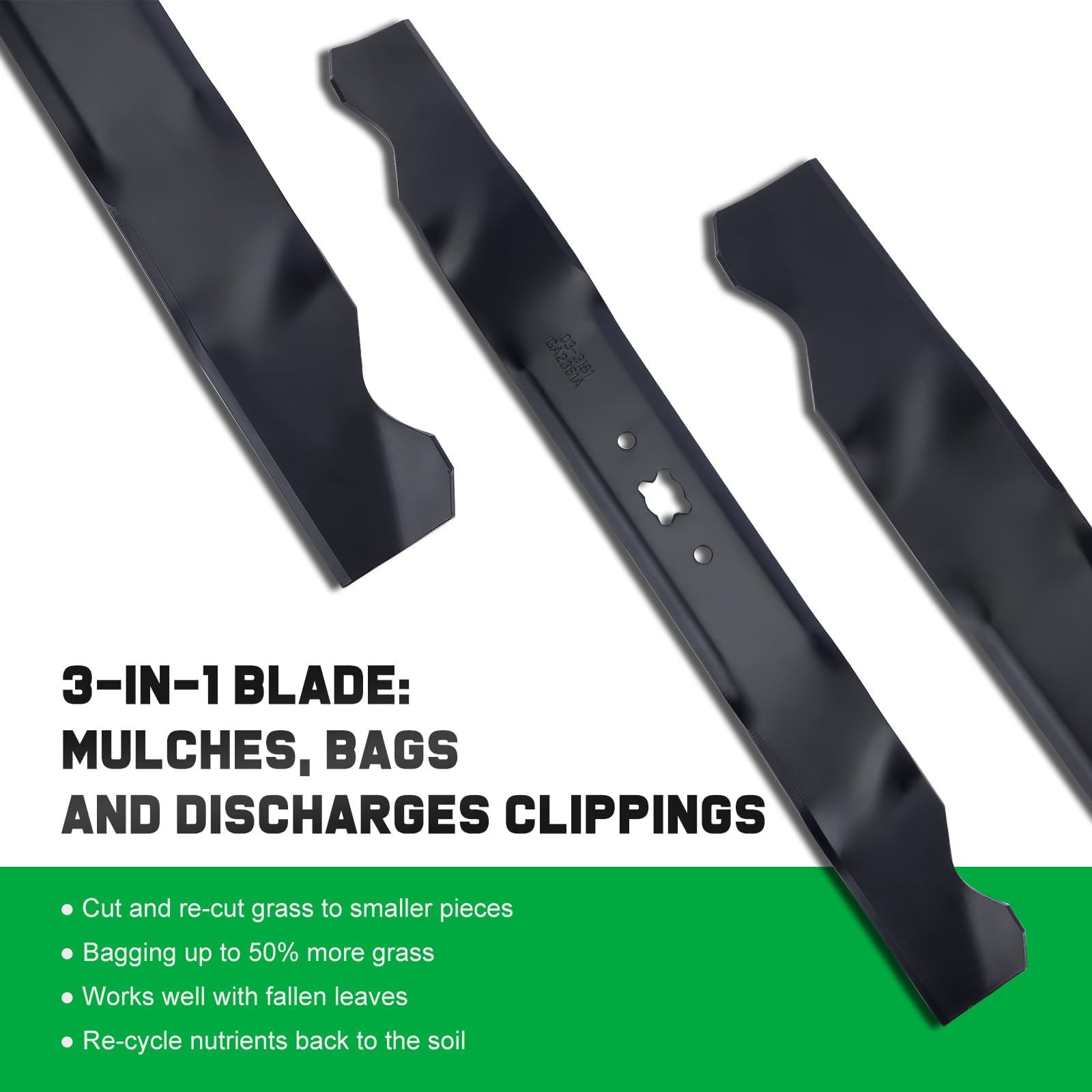 Grasscool blade features rust-resistant painted edges for long-lasting use.