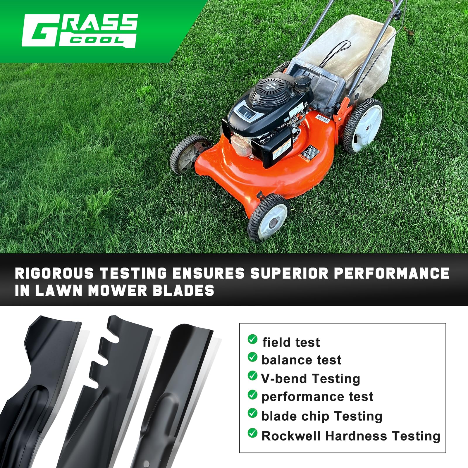 Grasscool installation guide illustration helps blade swap.